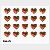 Heldere roze en gele Daisy Wilde bloemen Hart Sticker (Vel)