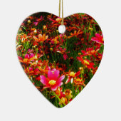 Heldere roze en gele Daisy Wilde bloemen Keramisch Ornament (Rechts)