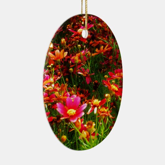 Heldere roze en gele Daisy Wilde bloemen Keramisch Ornament (Rechts)