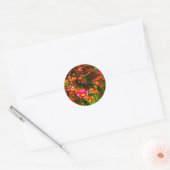 Heldere roze en gele Daisy Wilde bloemen Ronde Sticker (Envelop)