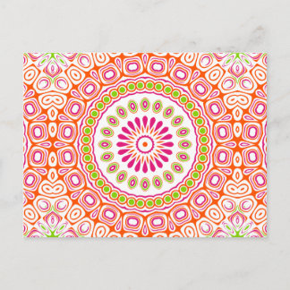 Heldere roze en Oranje lente Mandala Flower Briefkaart