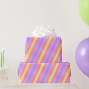 Heldere roze, gele & Paarse strepen Cadeaupapier