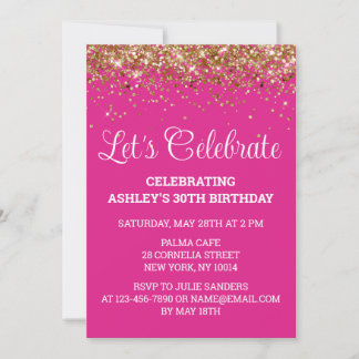 Heldere Roze Glitter 30e Verjaardag Let's Celebrat Kaart