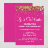 Heldere Roze Glitter 30e Verjaardag Let's Celebrat Kaart (Voorkant / Achterkant)