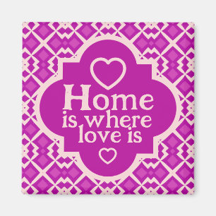 Heldere roze Retro-geïnspireerde Housewarming Magneet