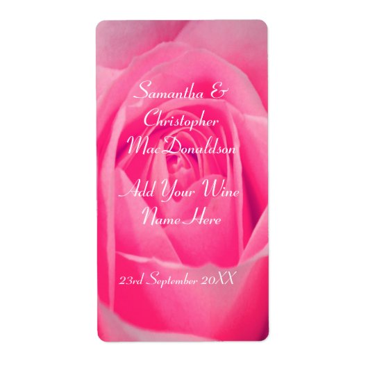 Heldere roze roze bloem land bloemwijn etiket (Voorkant)