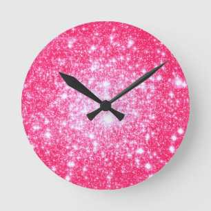 Heldere roze sterren ronde klok