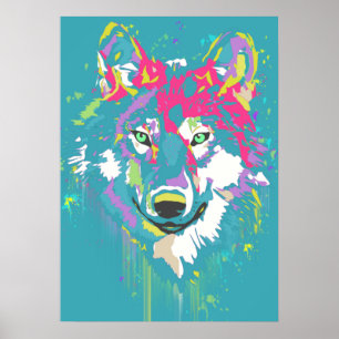 Heldere roze turquoise moderne artistieke dappere  poster