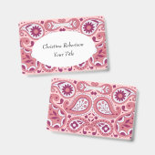 Heldere roze, witte paisleontwerpbloemen badge (Front & Back)