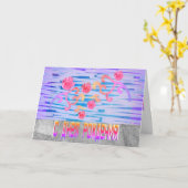 Heldere Russische verjaardagsbloemen met roze Kaar Kaart (Gele Bloem)