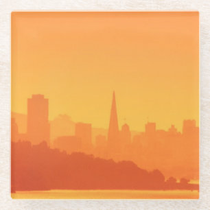 Heldere San Francisco zonsondergang. Glazen Onderzetter
