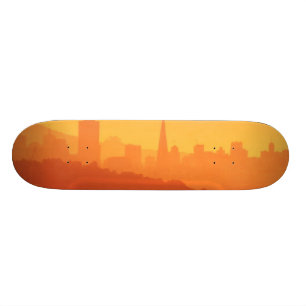 Heldere San Francisco zonsondergang. Skateboard