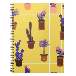 Heldere, schattige Cactus in veel potten op de zom Notitieboek