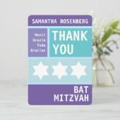 Heldere ster van David Bat Mitswa Dank u Bedankkaart (Staand voorkant)