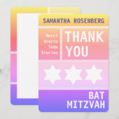 Heldere ster van David Bat Mitswa Dank u Bedankkaart (Voorkant / Achterkant)