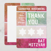 Heldere ster van David Bat Mitswa Dank u Bedankkaart (Voorkant / Achterkant)