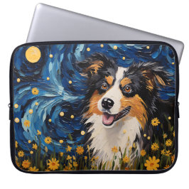 HELDERE STERRENNACHT MET AUSTRALISCHE HERDERSHOND LAPTOP SLEEVE