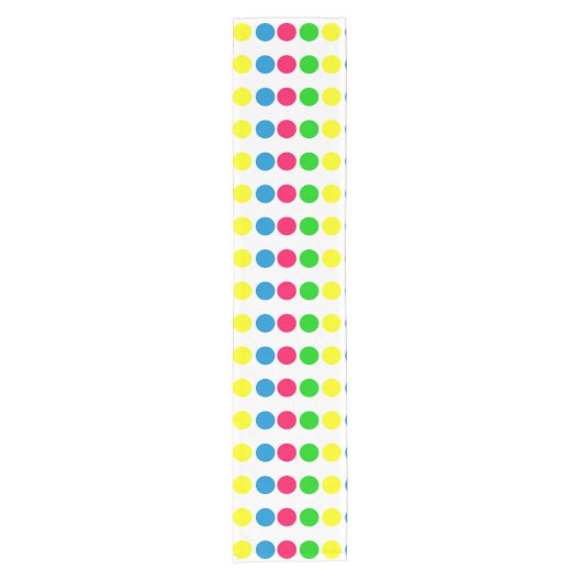 Heldere Summer Polka Dots on White Korte Tafelloper (Voorkant)