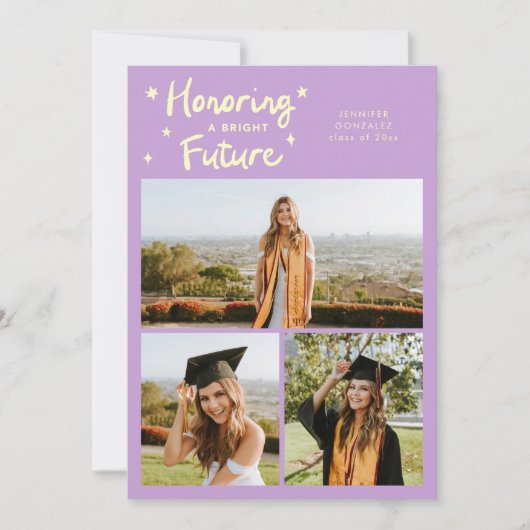 Heldere Toekomst Sterren Multi Foto Wisteria Grad Aankondiging (Voorkant)