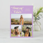 Heldere Toekomst Sterren Multi Foto Wisteria Grad Aankondiging (Staand voorkant)