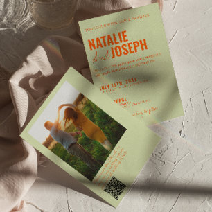 Heldere Traditionele Kleurrijke Foto QR Code Huwel Kaart