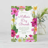 Heldere Tropische Bloemen Levendige Moederdag Brun Kaart (Staand voorkant)