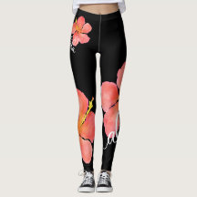 Heldere, tropische Floral Aloha Hibiscus Leggings