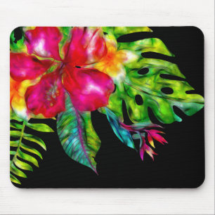 Heldere tropische Floral Hibiscus & Leaves Muismat