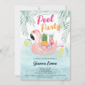 Heldere Tropische poolpartij roze flamingo Sweet 1 Kaart (Voorkant)