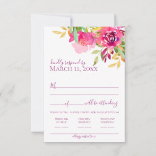 Heldere Tropische Waterverf Bloemen RSVP Kaartje