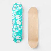 Heldere turquoise tropische hibiscus skateboard (Voorkant)