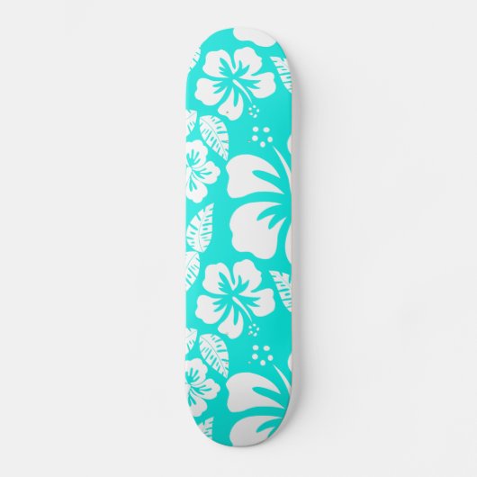 Heldere turquoise tropische hibiscus skateboard (Voorkant)
