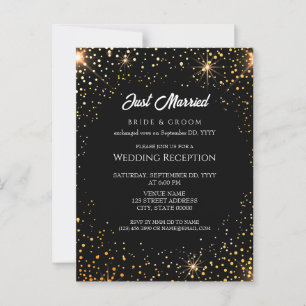 Heldere twinkelende lichten bruiloft receptie briefkaart