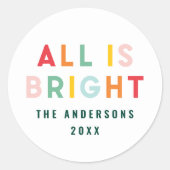 Heldere typografie moderne kerstfamilie ronde sticker (Voorkant)