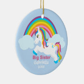 Heldere Unicorn Rainbow Big Sister Ornament (Rechts)