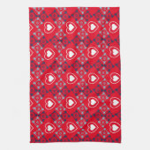 Heldere Valentijnse harten Patroon rood Theedoek (Verticaal)