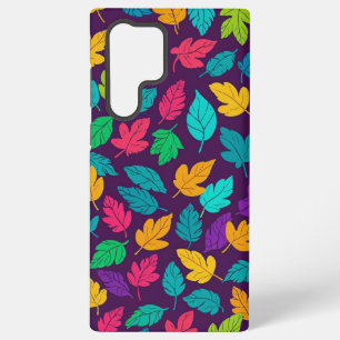 Heldere veelkleurige bladpatroon donkere achtergro samsung galaxy hoesje