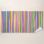 Heldere verticale zomerstrepen strandlaken (Voorkant)