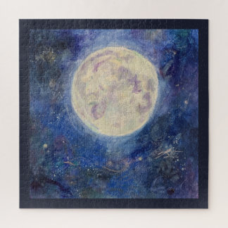 Heldere Volle Maan Nachtelijke Hemel Maureen Girar Legpuzzel
