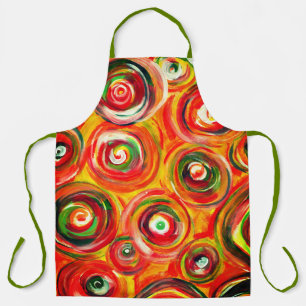 Heldere Warm Circles en Swirls Original Art Schort