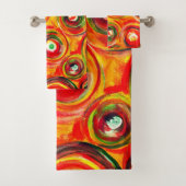 Heldere Warm Circles en Swirls Origineel Abstract Bad Handdoek (Insitu)