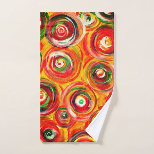 Heldere Warm Circles en Swirls Origineel Abstract Bad Handdoek (Handdoek)