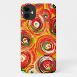Heldere Warm Circles en Swirls Origineel Abstract iPhone 11 Hoesje