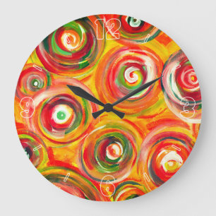 Heldere Warm Circles en Swirls Origineel Abstract Grote Klok