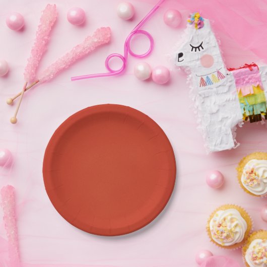 Heldere Warm Red Grainy Texture Papieren Bordje (Feest)