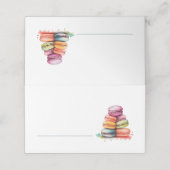 Heldere waterkleurige macarons naam plaats kaart (Buitenkant ongevouwen)