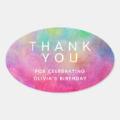 Heldere Waterverf Birthday Hartelijk dank Ovale Sticker (Voorkant)