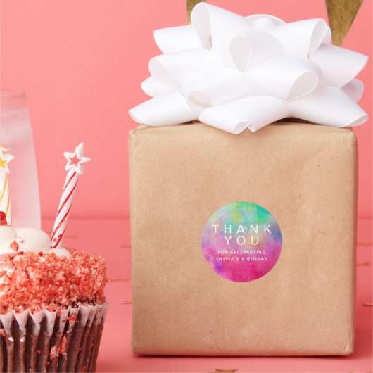 Heldere Waterverf Birthday Hartelijk dank Ronde Sticker (Feest)