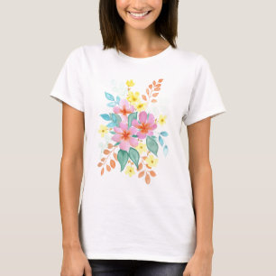 Heldere Waterverf bloemen T-shirt