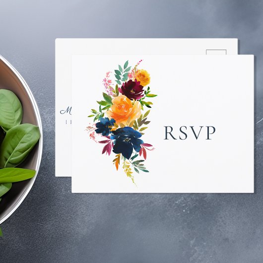 Heldere Waterverf Bloemenbruiloft RSVP Uitnodiging Briefkaart